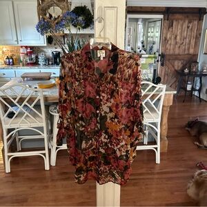 Fig and Flower Multicolor Floral Blouse
